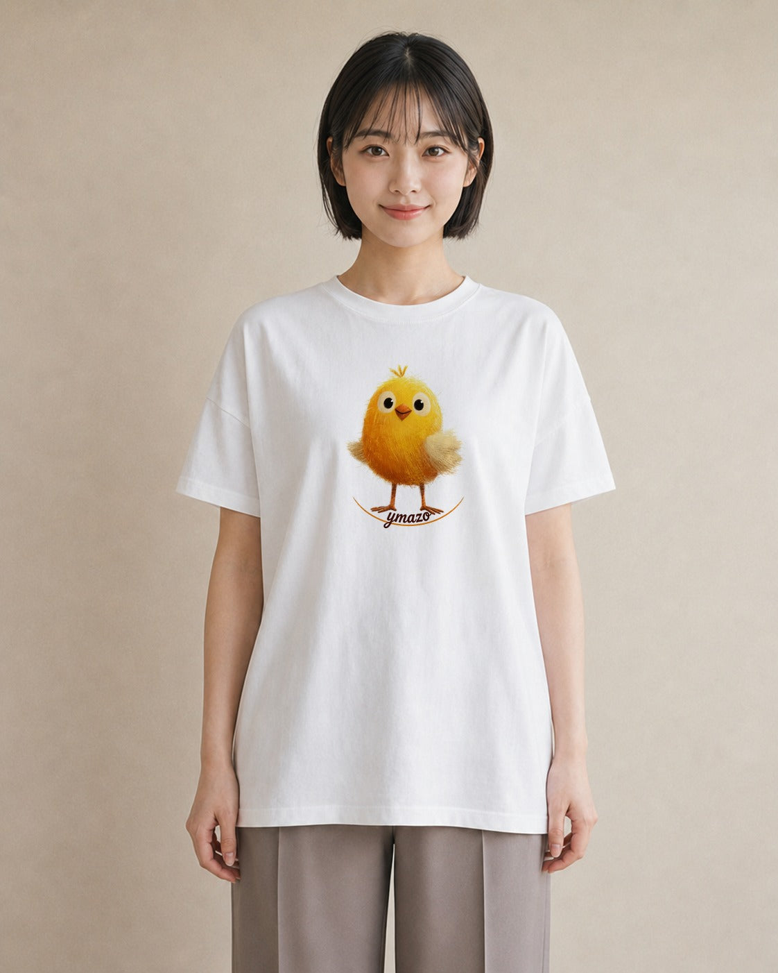 半袖Tシャツ レディース ひよこ 動物 アニマル イラスト 北欧風 海 カフェ巡り 白T YMAZO