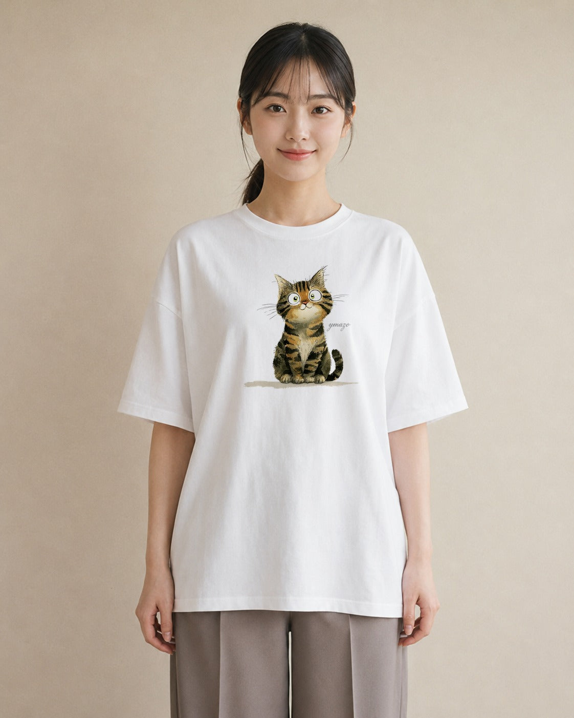 Tシャツ レディース 愛猫 猫 ねこ イラスト カフェコーデ 姉妹 送別ギフト 白T YMAZO