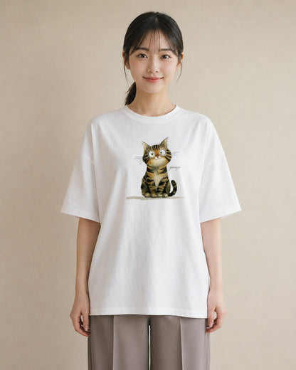 Tシャツ レディース 愛猫 猫 ねこ イラスト カフェコーデ 姉妹 送別ギフト 白T YMAZO