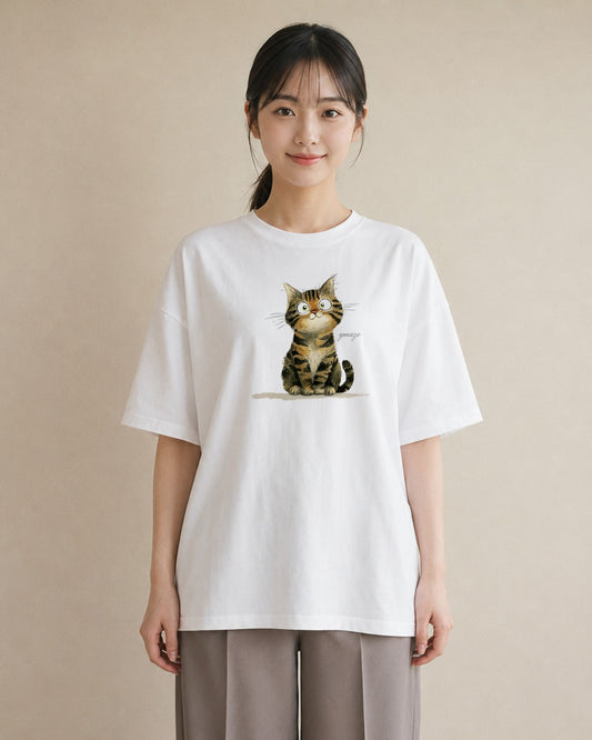 Tシャツ レディース 愛猫 猫 ねこ イラスト カフェコーデ 姉妹 送別ギフト 白T YMAZO