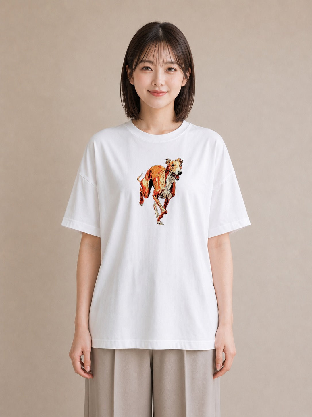 半袖Tシャツ レディース イタリアングレーハウンド 犬 いぬ イラスト ユニーク 誕生日プレゼント 綿100 白T YMAZO
