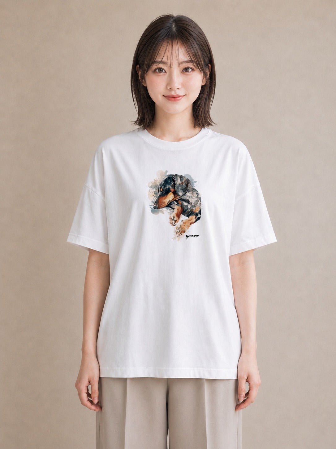 半袖Tシャツ レディース 愛犬 犬 いぬ イラスト 抜け感 姉妹 送別ギフト 白T YMAZO