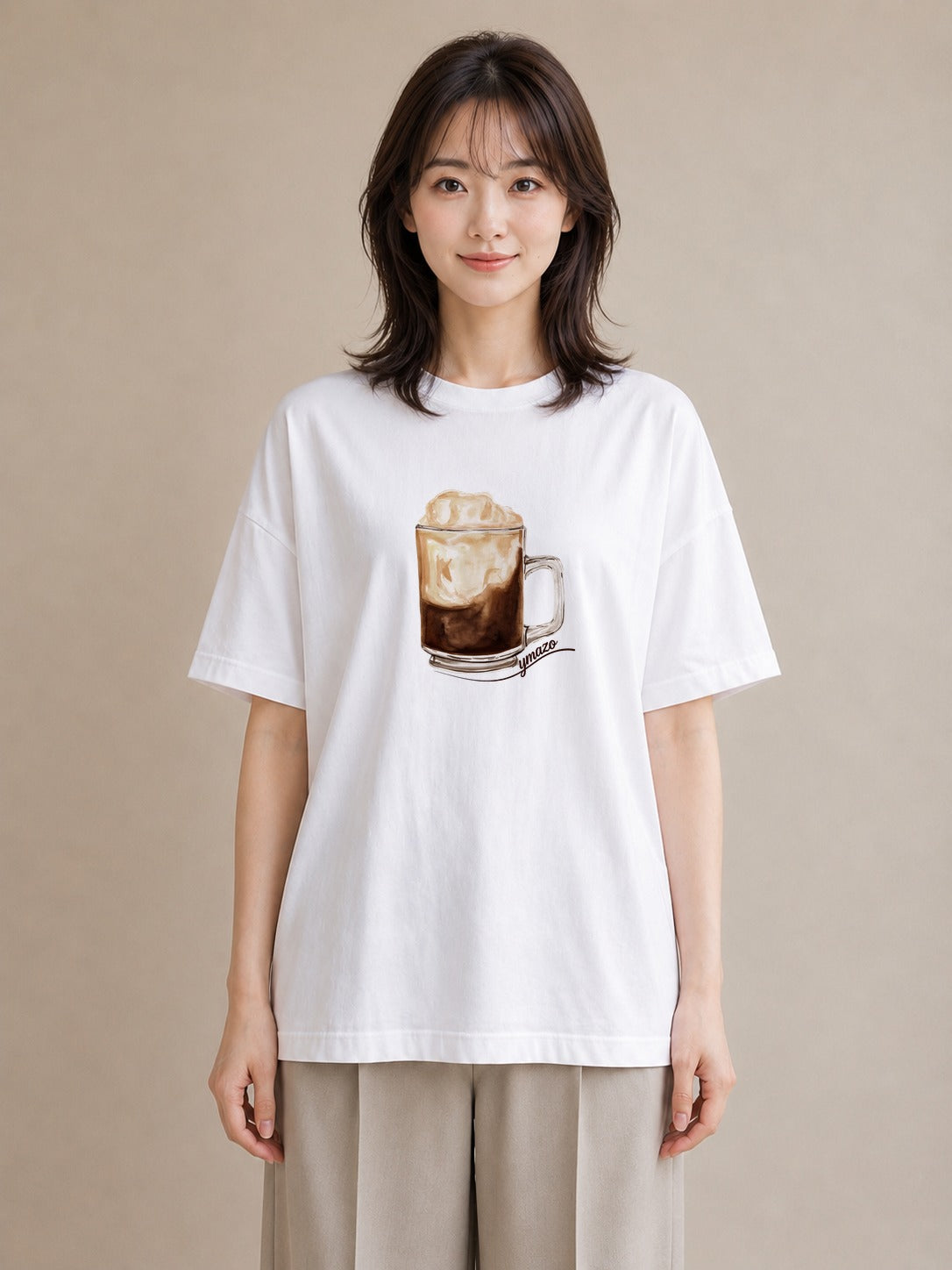 グラフィックTシャツ レディース カフェラテ 食べ物 フード イラスト 北欧風 姉妹 送別ギフト 白T YMAZO