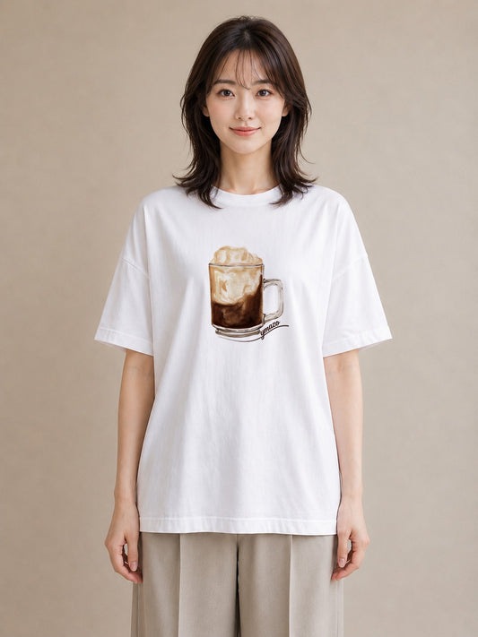 グラフィックTシャツ レディース カフェラテ 食べ物 フード イラスト 北欧風 姉妹 送別ギフト 白T YMAZO