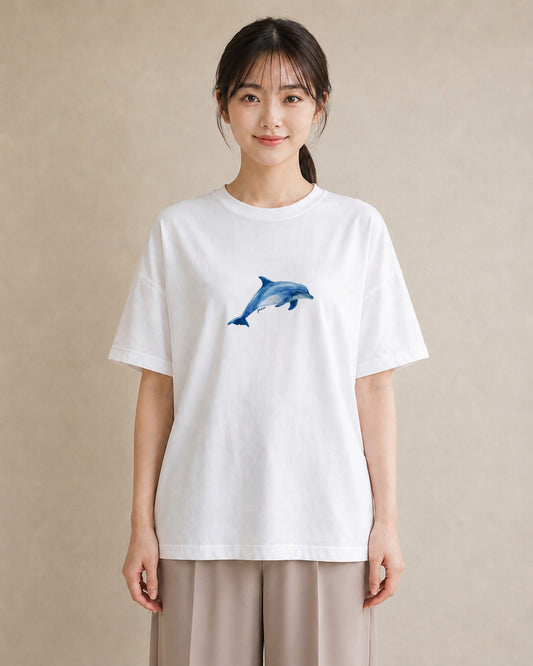 プリントTシャツ レディース シャチ 海の生き物 海 イラスト ボタニカル 春服 ミセス 白T YMAZO
