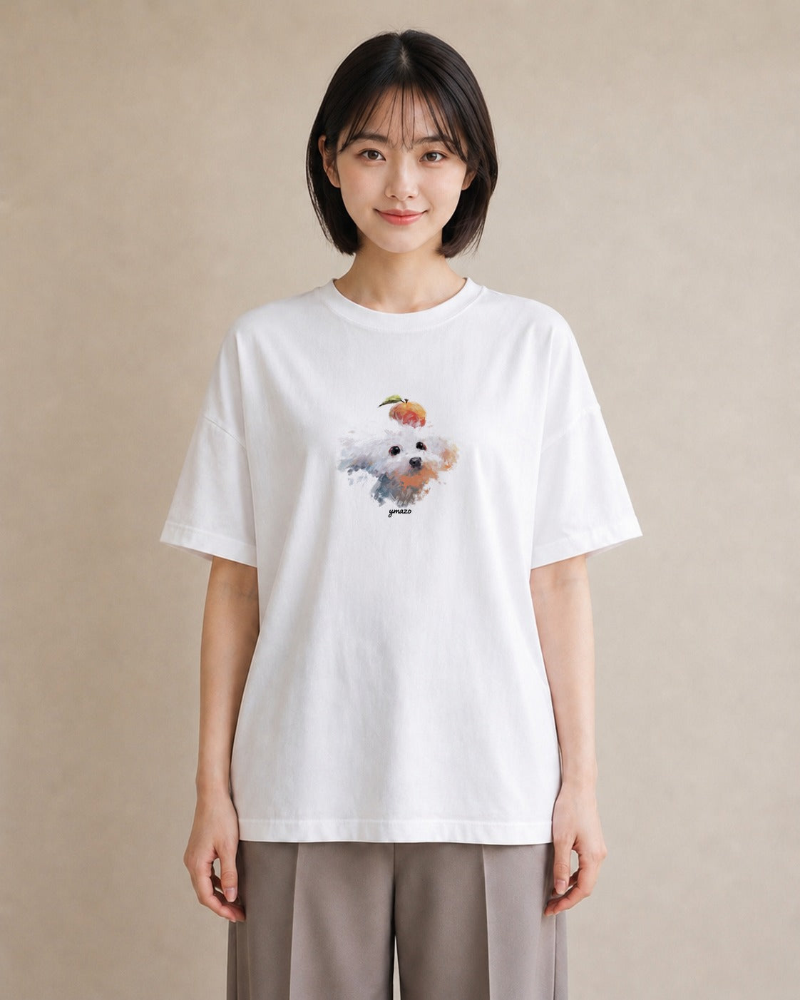 プリントTシャツ レディース トイプードル プードル 犬 いぬ イラスト 手描き風 デート 帰省 白T YMAZO
