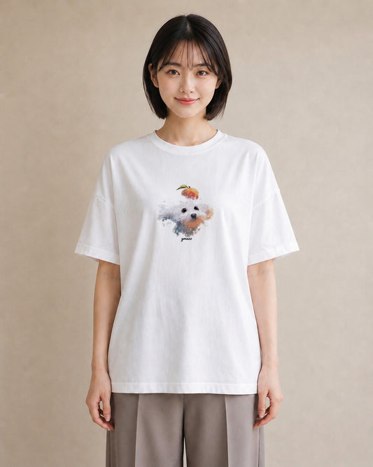 プリントTシャツ レディース トイプードル プードル 犬 いぬ イラスト 手描き風 デート 帰省 白T YMAZO