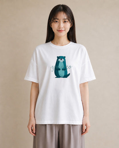 Tシャツ レディース ラッコ 動物 アニマル イラスト ユニーク 通学 誕生日プレゼント 白T YMAZO