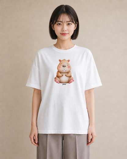 グラフィックTシャツ レディース モルモット ペット 動物 イラスト 手描き風 敬老の日 ホワイトデー 白T YMAZO