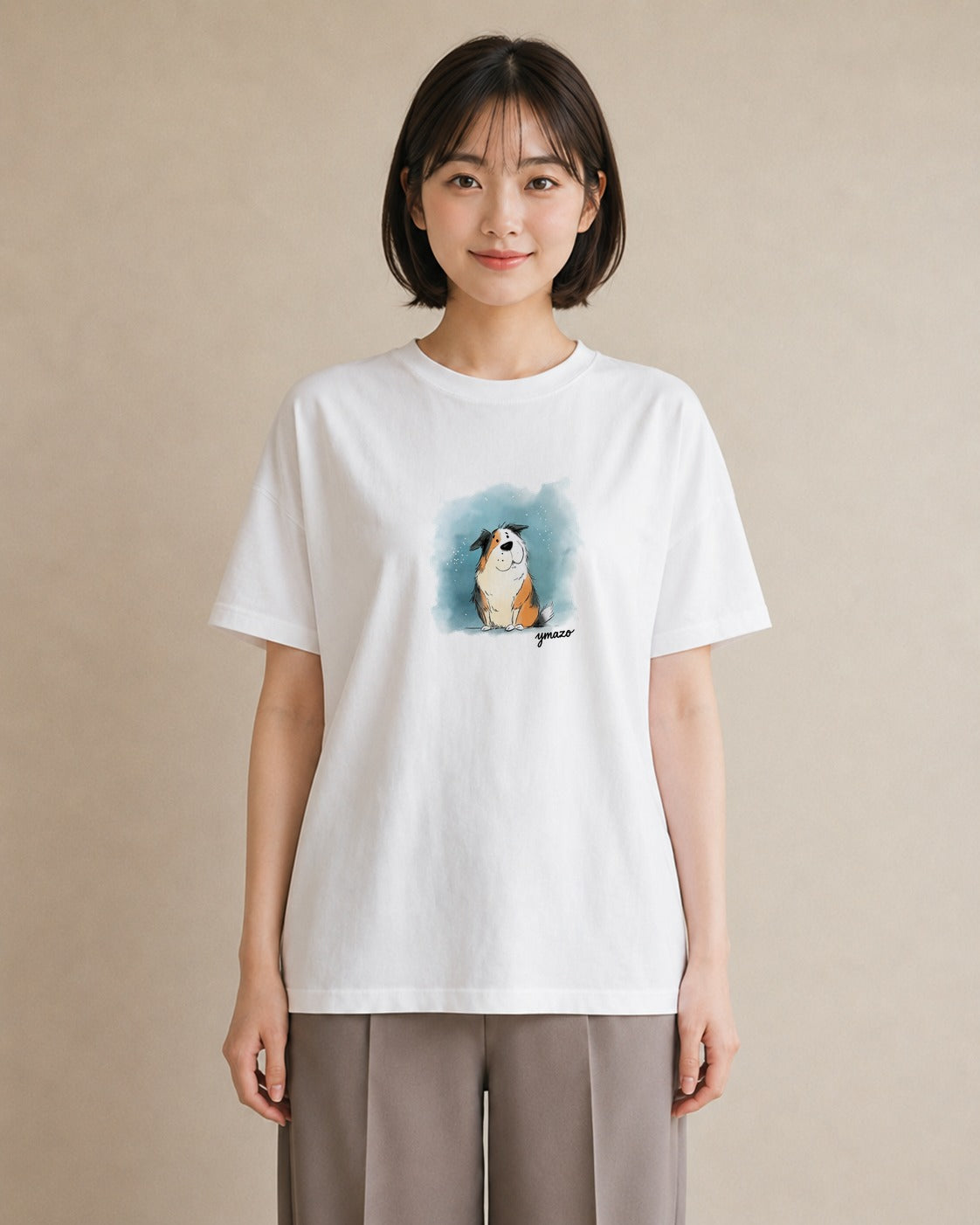 Tシャツ レディース わんこ 犬 いぬ イラスト 旅行コーデ 部屋着 女性向けギフト 白T YMAZO