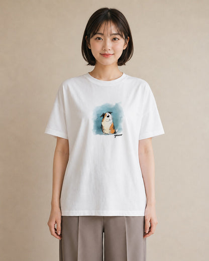 Tシャツ レディース わんこ 犬 いぬ イラスト 旅行コーデ 部屋着 女性向けギフト 白T YMAZO