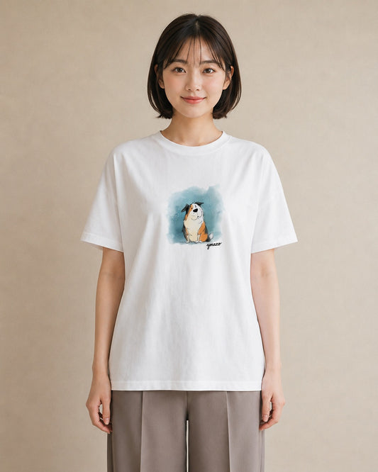 Tシャツ レディース わんこ 犬 いぬ イラスト 旅行コーデ 部屋着 女性向けギフト 白T YMAZO