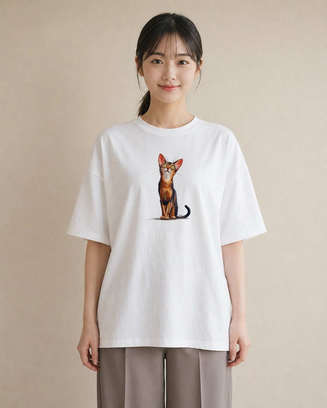 デザインTシャツ レディース キジトラ 猫 ねこ イラスト ラフカジュアル 姉妹 送別ギフト 白T YMAZO