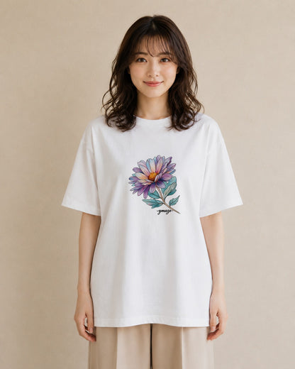 プリントTシャツ レディース 花 花柄 イラスト ユニーク 姉妹 送別ギフト 白T YMAZO