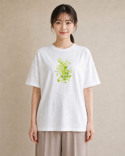半袖Tシャツ レディース つる 植物 ボタニカル イラスト きれいめカジュアル 誕生日プレゼント 綿100 白T YMAZO