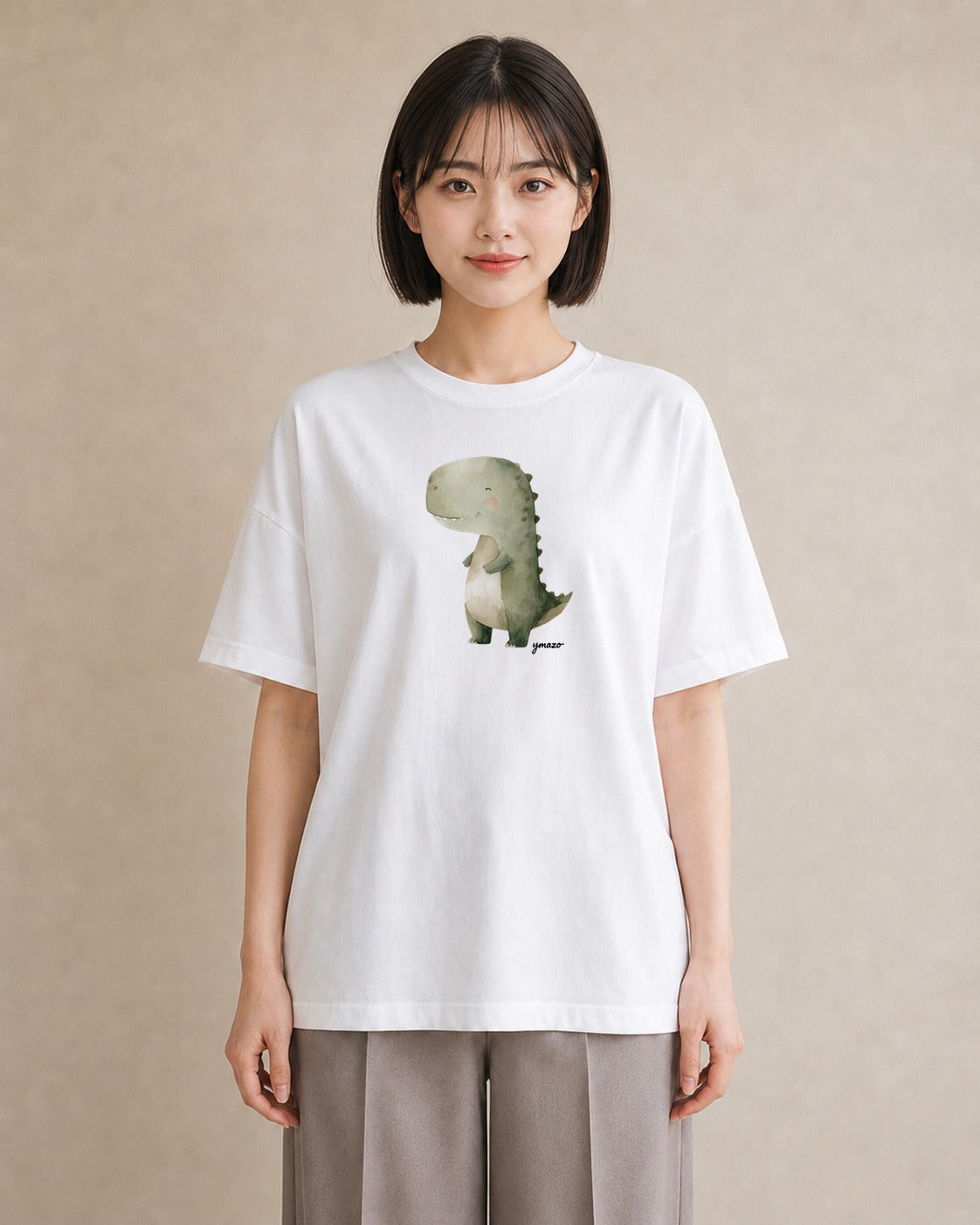 プリントTシャツ レディース カバ 動物 アニマル イラスト ママ カフェ服 白T YMAZO