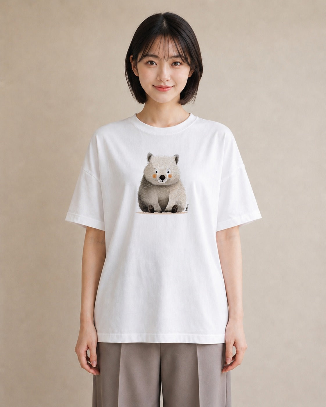 グラフィックTシャツ レディース チンチラ ペット 動物 イラスト こなれ感 普段着 週末コーデ 白T YMAZO