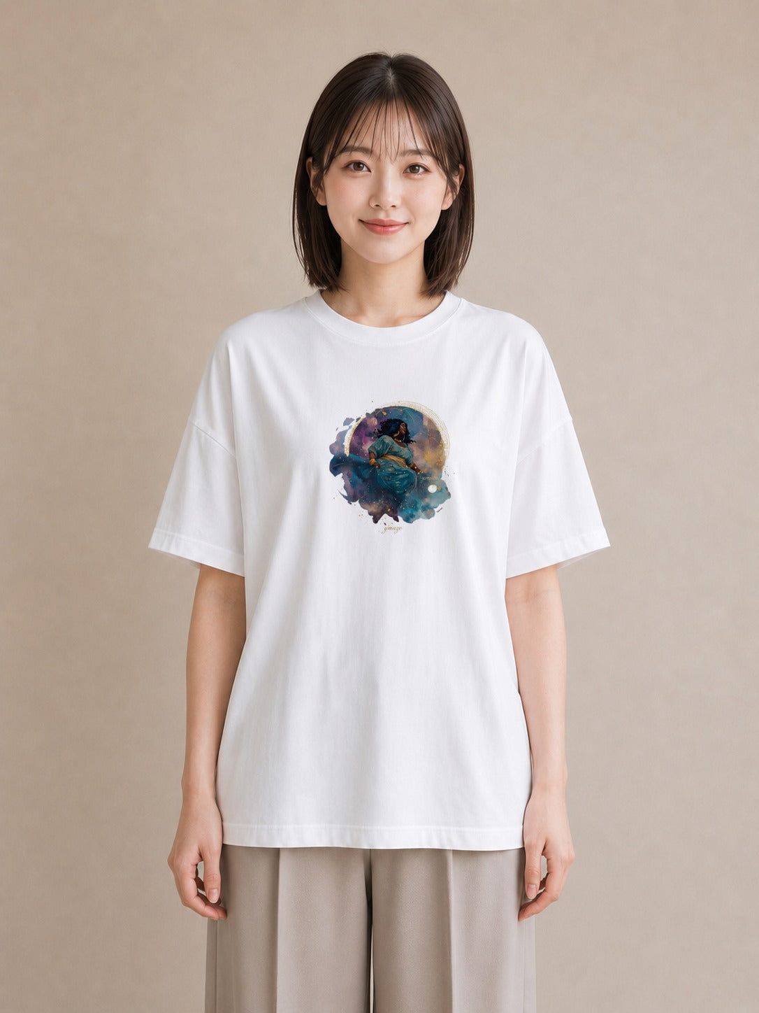 半袖Tシャツ レディース 蟹座 星空 宇宙 イラスト 個性的 敬老の日 ホワイトデー 白T YMAZO