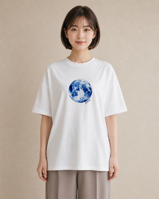 半袖Tシャツ レディース 三日月 星空 宇宙 イラスト カフェコーデ 旅行 母娘コーデ 白T YMAZO