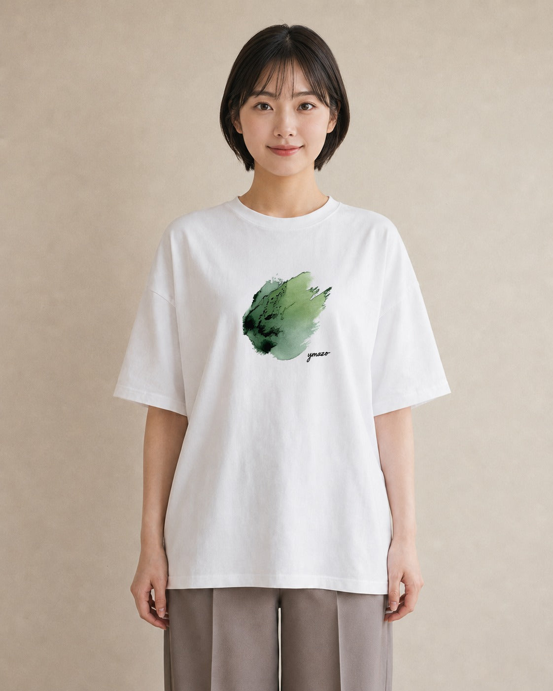 デザインTシャツ レディース 芝生 植物 ボタニカル イラスト ユニーク カフェ服 クリスマス 白T YMAZO