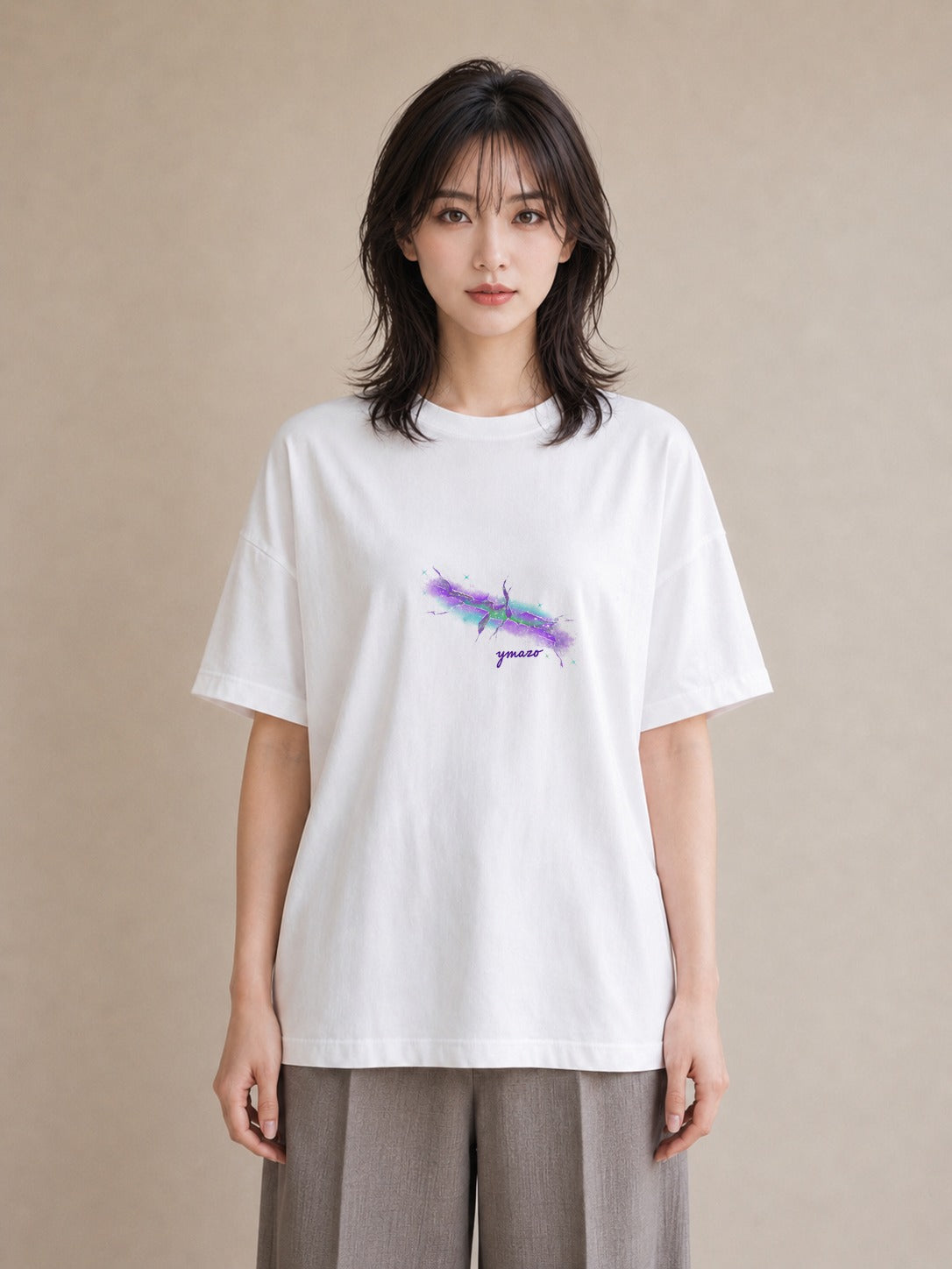 半袖Tシャツ レディース 天の川 星空 宇宙 イラスト こなれ感 春コーデ 姉妹 白T YMAZO