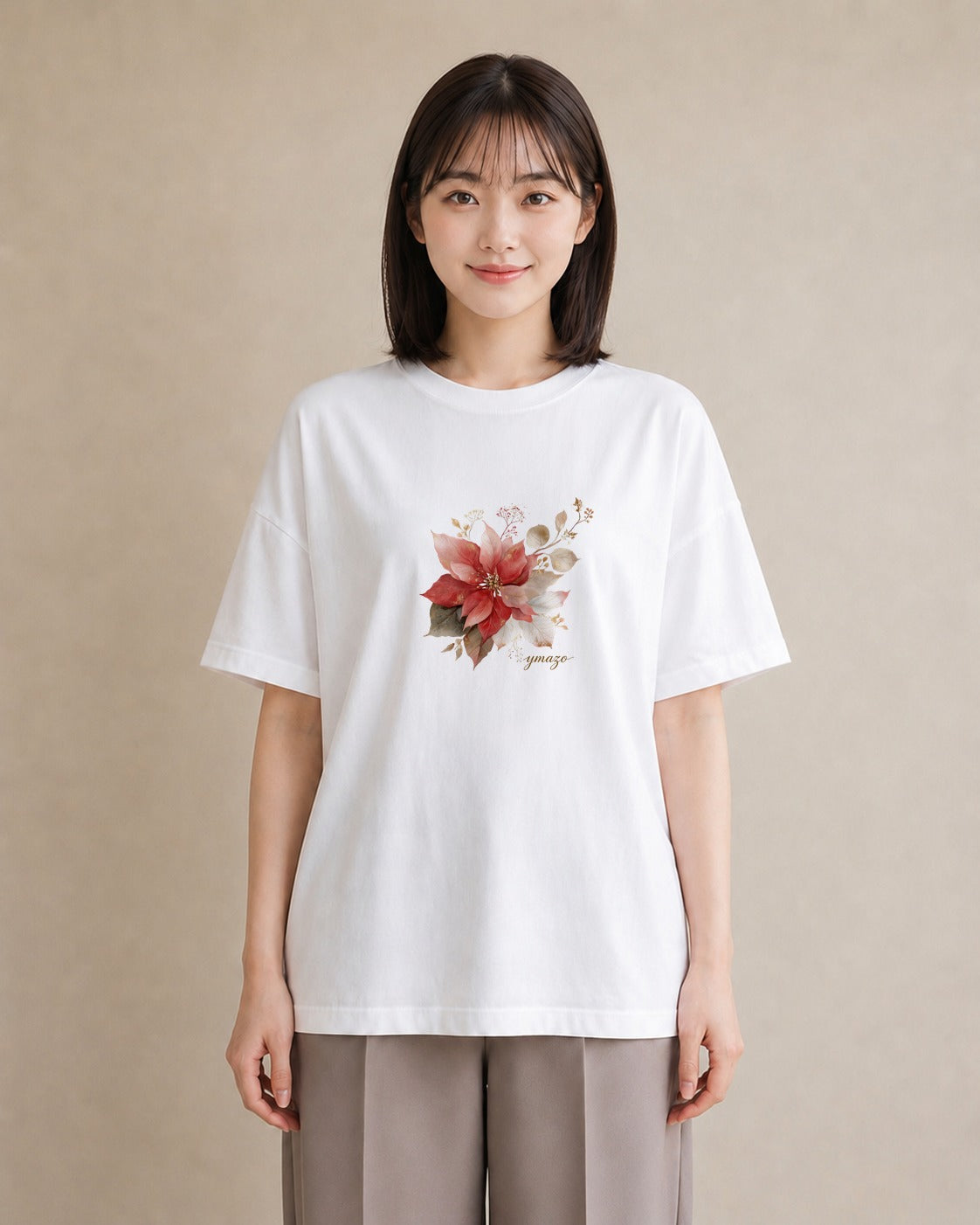 デザインTシャツ レディース 彼岸花 花 花柄 イラスト ラフ レイヤード 白T
