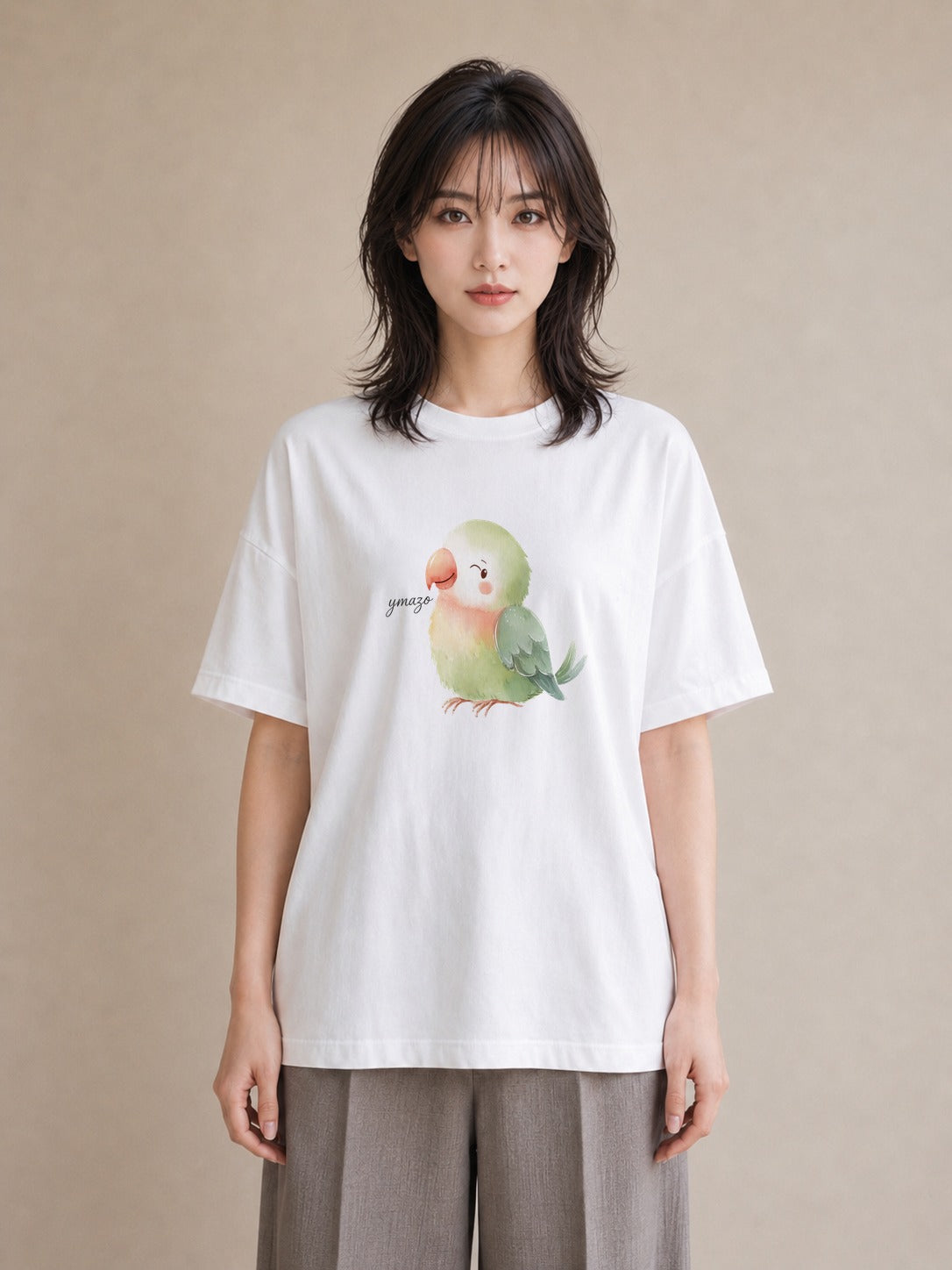 グラフィックTシャツ レディース オカメインコ ペット 動物 イラスト ラフ 社会人 女性 白T YMAZO