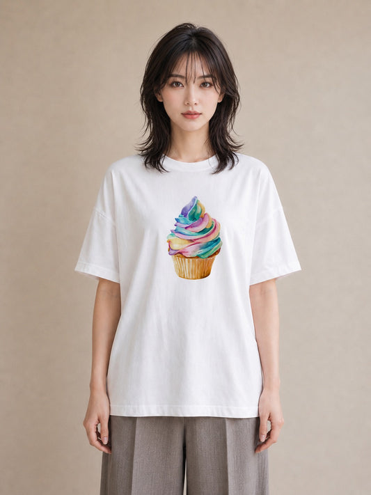 グラフィックTシャツ レディース マカロン 食べ物 フード イラスト カフェコーデ ママ カフェ服 白T YMAZO