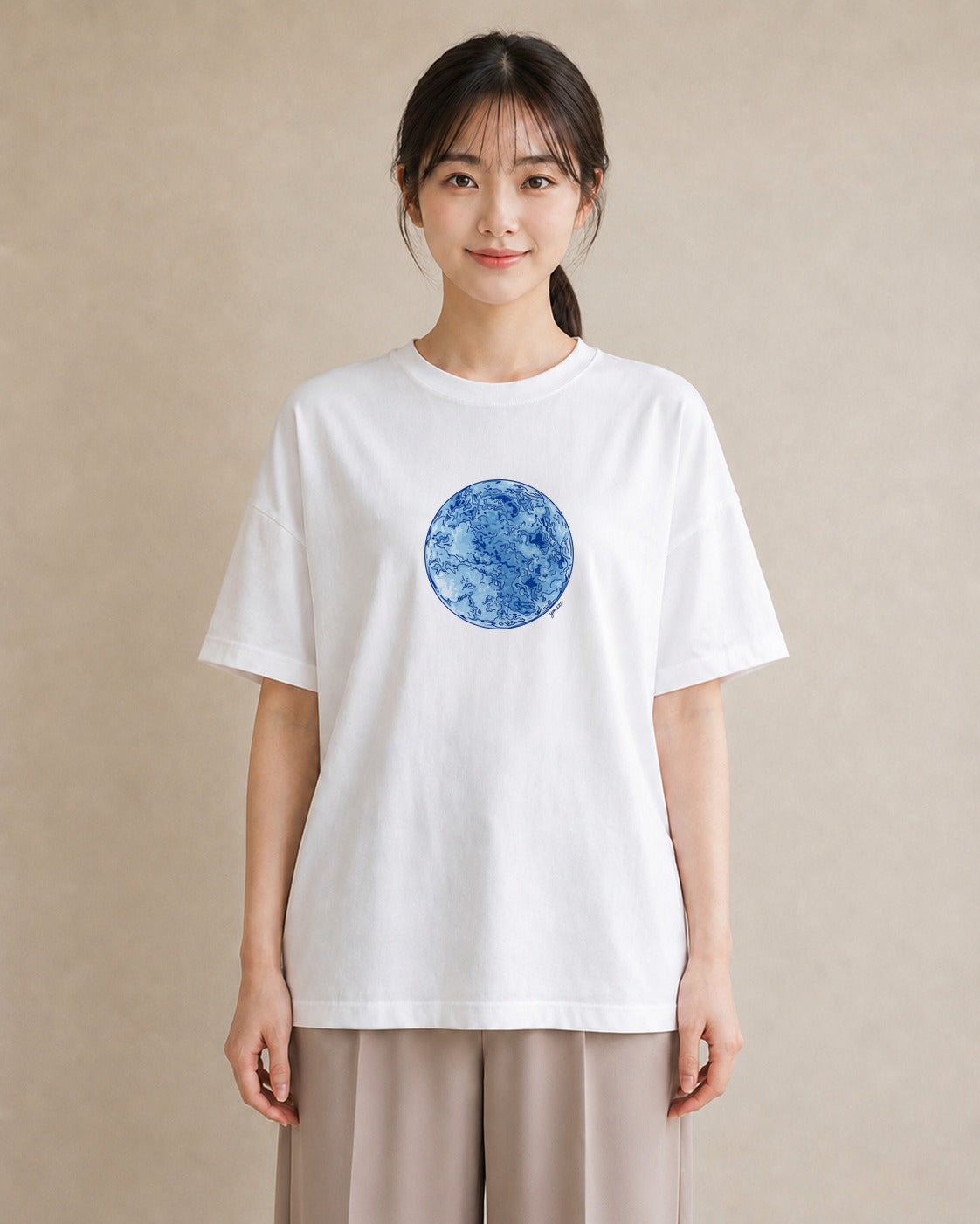 デザインTシャツ レディース オーロラ 星空 宇宙 イラスト 韓国風 ルームウェア ギフト 白T YMAZO