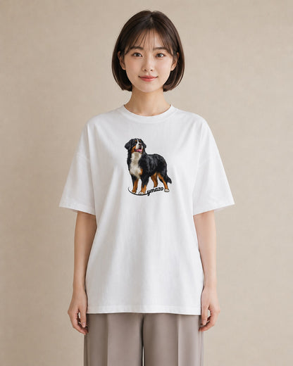 プリントTシャツ レディース バーニーズマウンテンドッグ 犬 いぬ イラスト こなれ感 お揃い 親子 白T YMAZO