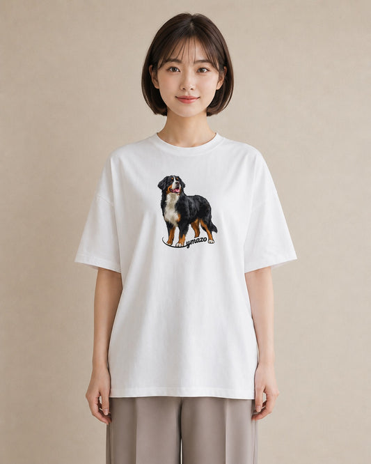 プリントTシャツ レディース バーニーズマウンテンドッグ 犬 いぬ イラスト こなれ感 お揃い 親子 白T