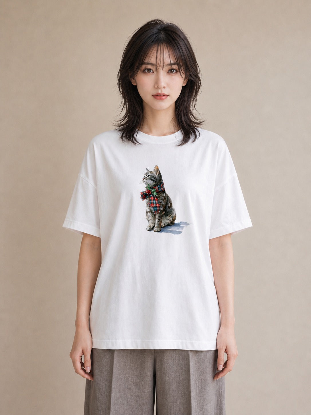 グラフィックTシャツ レディース ブリティッシュショートヘア 猫 ねこ イラスト 北欧風 敬老の日 ホワイトデー 白T YMAZO