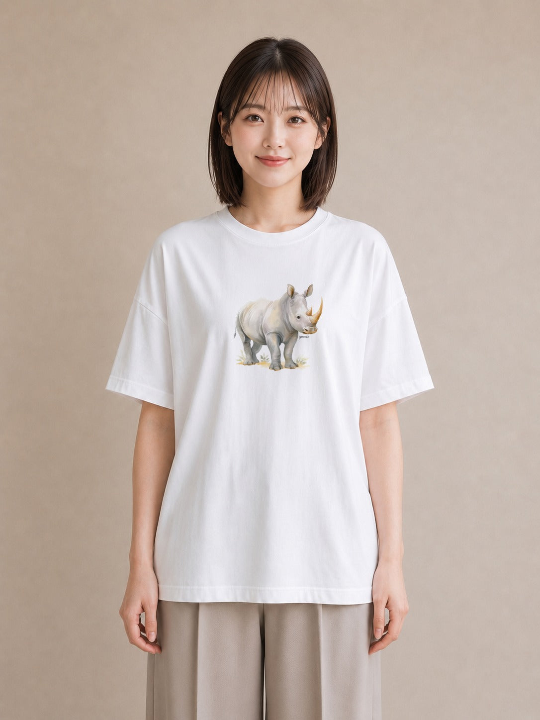 Tシャツ レディース カバ 動物 アニマル イラスト カジュアル 部屋着 女性向けギフト 白T YMAZO
