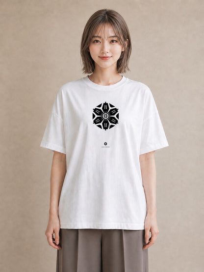 デザインTシャツ レディース 扇子 そよ風 ナチュラル アンティーク イラスト ボタニカル 普段着 週末コーデ 白T YMAZO