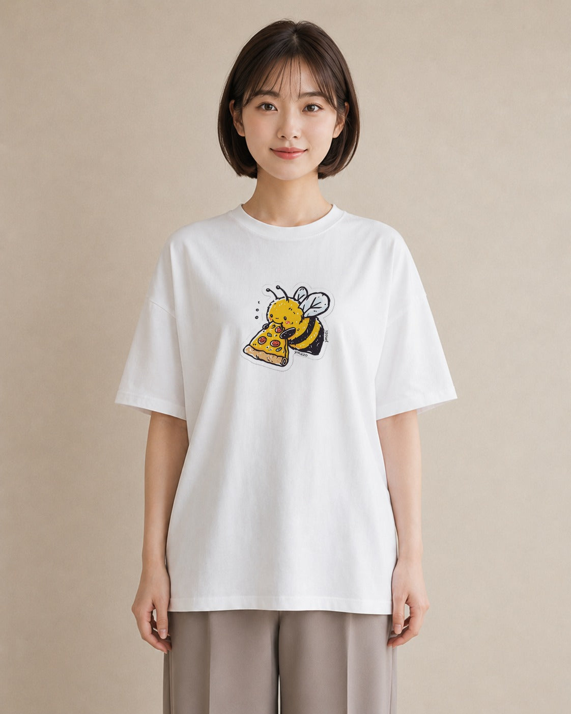 プリントTシャツ レディース みつばち 昆虫 虫 イラスト 水彩風 ホワイトデー 春服 白T YMAZO