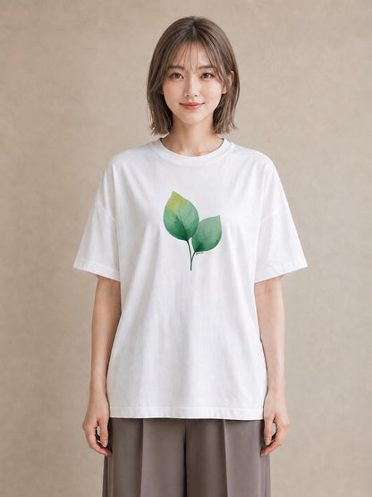 デザインTシャツ レディース 観葉植物 植物 ボタニカル イラスト アート風 カジュアルコーデ 買い物 白T YMAZO