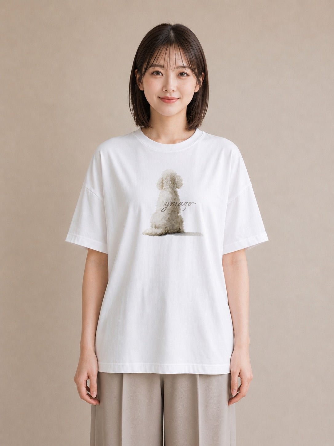 プリントTシャツ レディース 老犬 犬 いぬ イラスト 友達ギフト 部屋着 白T YMAZO