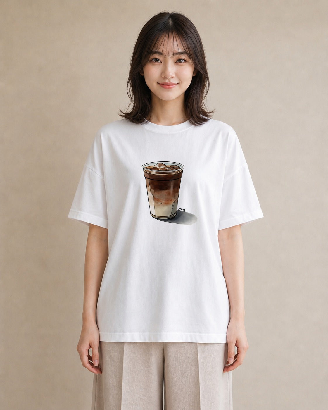 デザインTシャツ レディース コーヒー 珈琲 カフェ 食べ物 フード イラスト ナチュラル ミセス 春コーデ 白T YMAZO