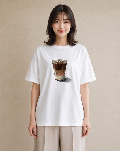 デザインTシャツ レディース コーヒー 珈琲 カフェ 食べ物 フード イラスト ナチュラル ミセス 春コーデ 白T YMAZO