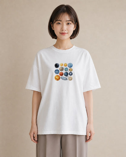 プリントTシャツ レディース 獅子座 星空 宇宙 イラスト ラフカジュアル 散歩 お出かけ 白T YMAZO