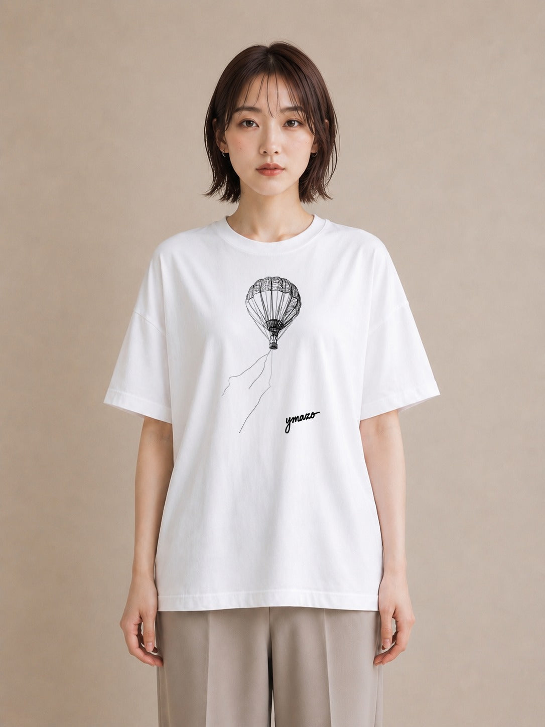 Tシャツ レディース 紙風船 和紙 ナチュラル アンティーク イラスト モード ホワイトデー 春服 白T YMAZO