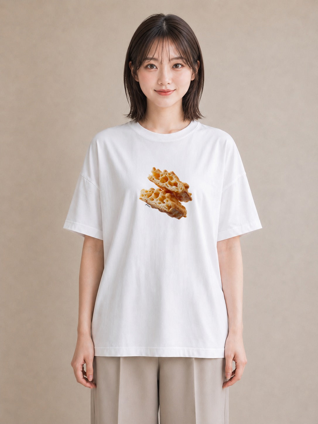 半袖Tシャツ レディース たい焼き 食べ物 フード イラスト アート風 親子 20代 白T YMAZO