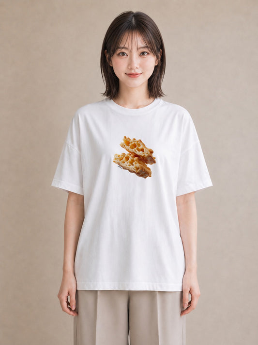 半袖Tシャツ レディース たい焼き 食べ物 フード イラスト アート風 親子 20代 白T YMAZO