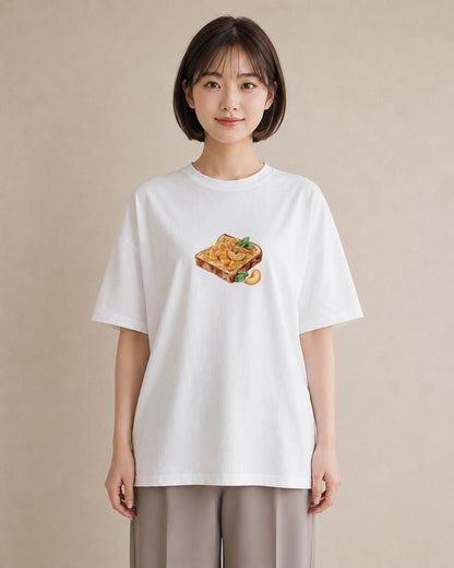 プリントTシャツ レディース もも 食べ物 フード イラスト ヴィンテージ風 お出かけ 普段着 白T YMAZO