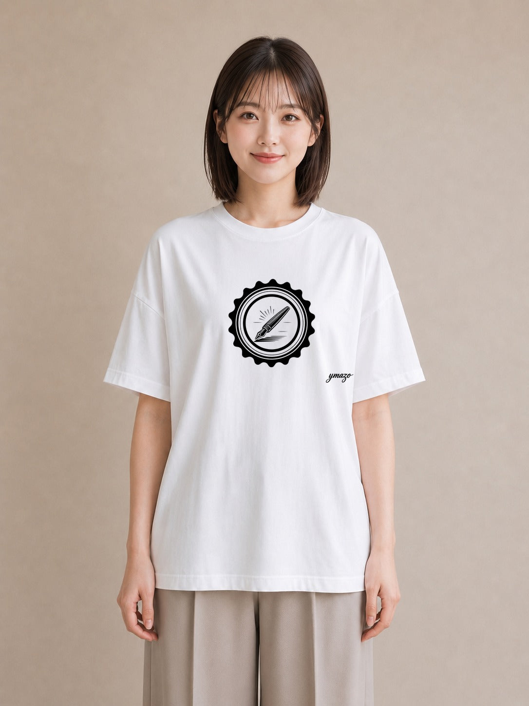 Tシャツ レディース 封蝋 手紙 アンティーク ナチュラル イラスト フェミニン 通勤 在宅 白T YMAZO