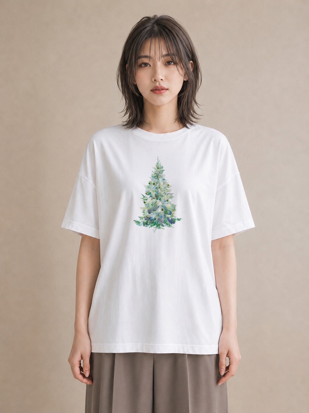 Tシャツ レディース 木 植物 ボタニカル イラスト 普段使い 海 カフェ巡り 白T YMAZO
