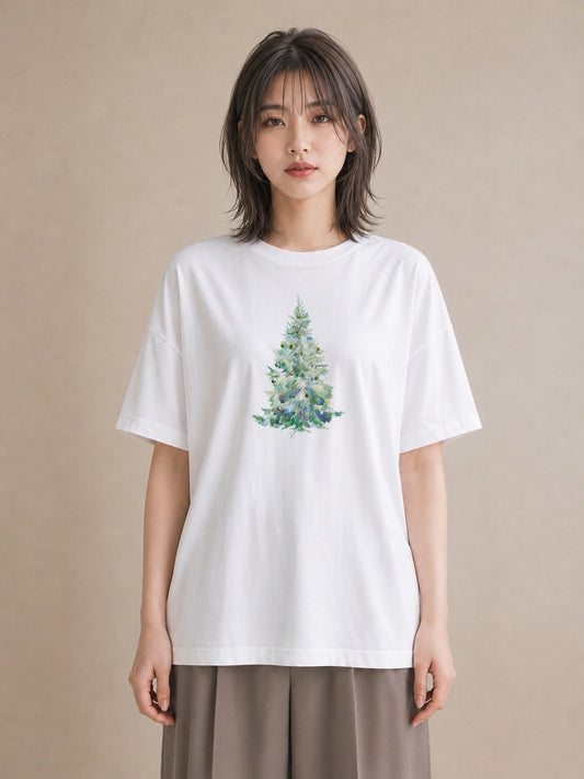Tシャツ レディース 木 植物 ボタニカル イラスト 普段使い 海 カフェ巡り 白T YMAZO