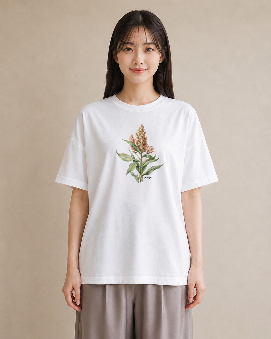 Tシャツ レディース すずらん 花 花柄 イラスト 休日コーデ お出かけ 普段着 白T
