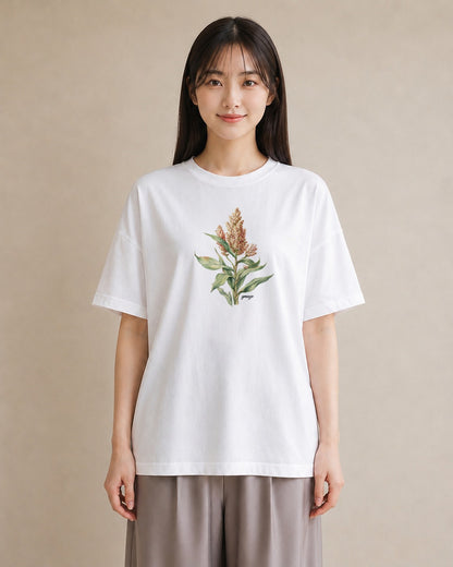 Tシャツ レディース すずらん 花 花柄 イラスト 休日コーデ お出かけ 普段着 白T