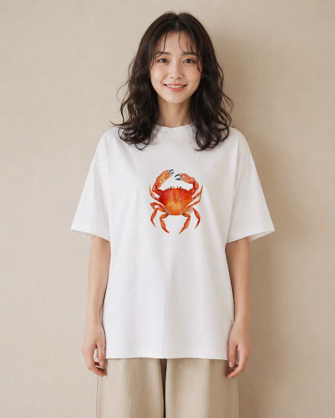 デザインTシャツ レディース ヤドカリ 海の生き物 海 イラスト ラフ ルームウェア ギフト 白T YMAZO